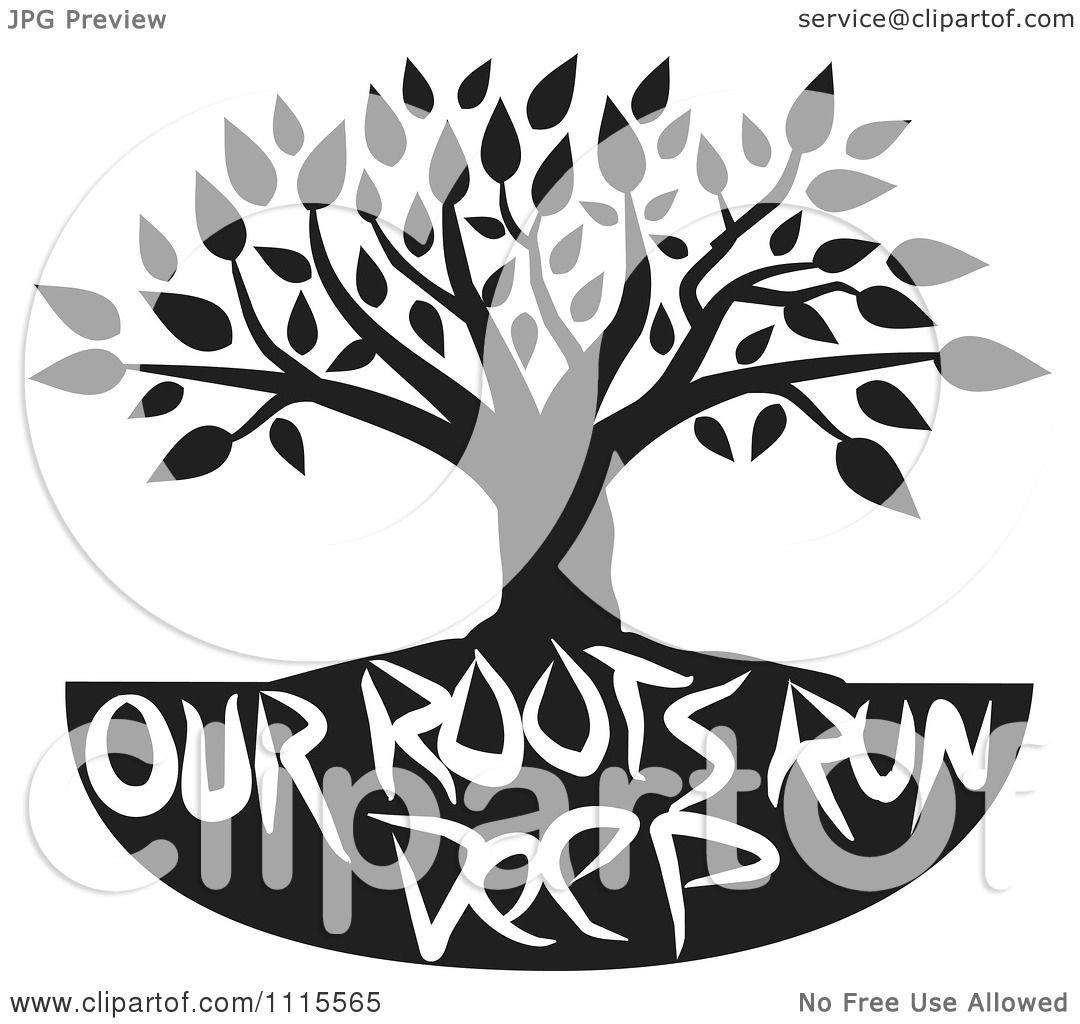 Clipart Black And White Family Tree With Our Roots Run ...