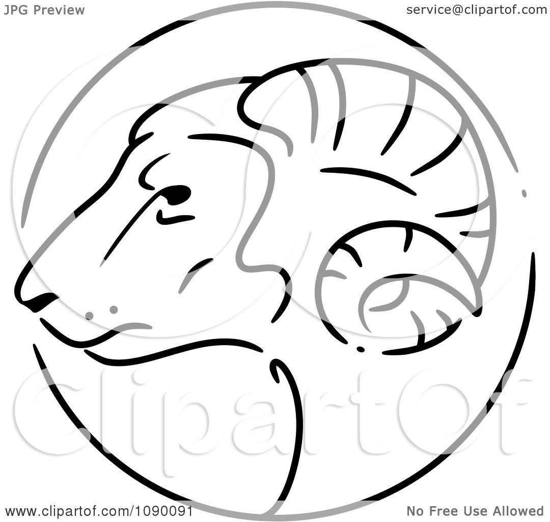 Clipart Black And White Goat Chinese Zodiac Circle - Royalty Free Vector Illustration ...1080 x 1024