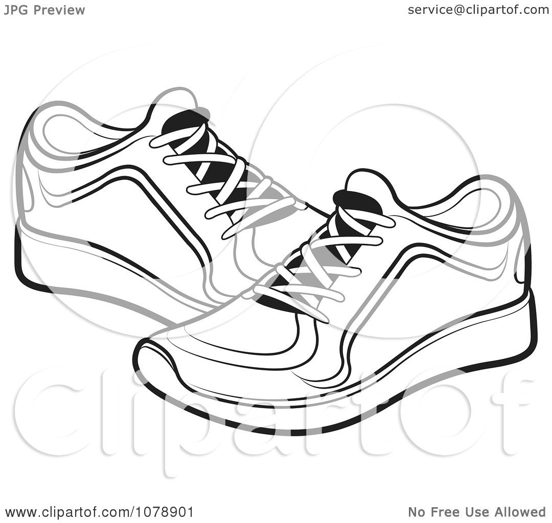 shoes clipart sneakers clip running pair illustration shoe drawing sneaker vector royalty tennis perera lal getdrawings 1080 1024