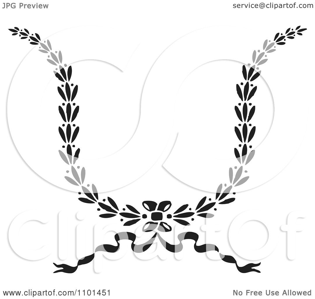 Clipart Black And White Wreath Design Element 2 - Royalty Free Vector