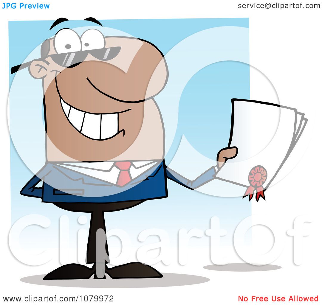 Clipart Black Salesman Holding A Contractual Agreement - Royalty Free ...