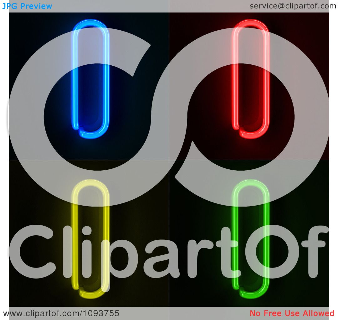 Clipart Blue Red Yellow And Green Neon Capital I Letters - Royalty Free