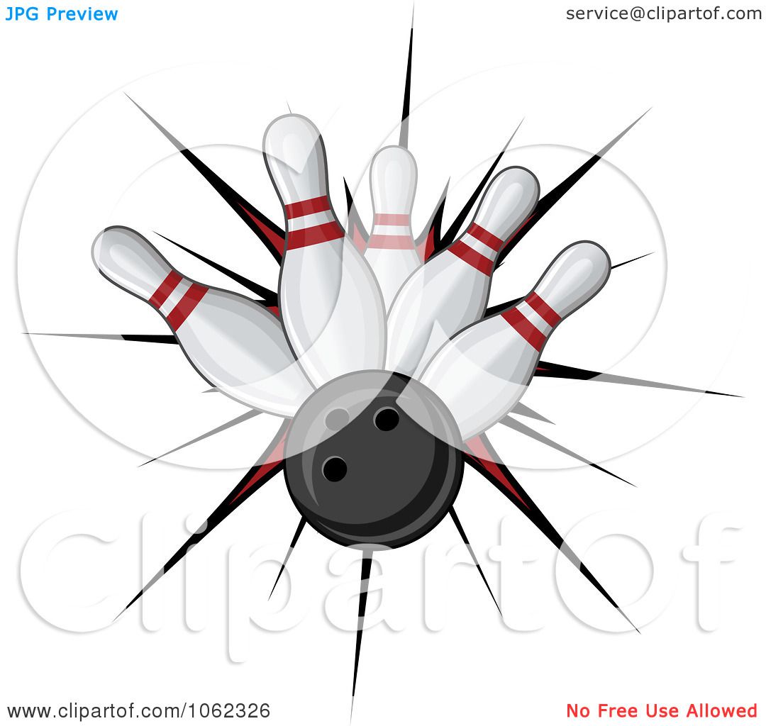 Clipart Bowling Ball And Pins - Royalty Free Vector Illustration by ...