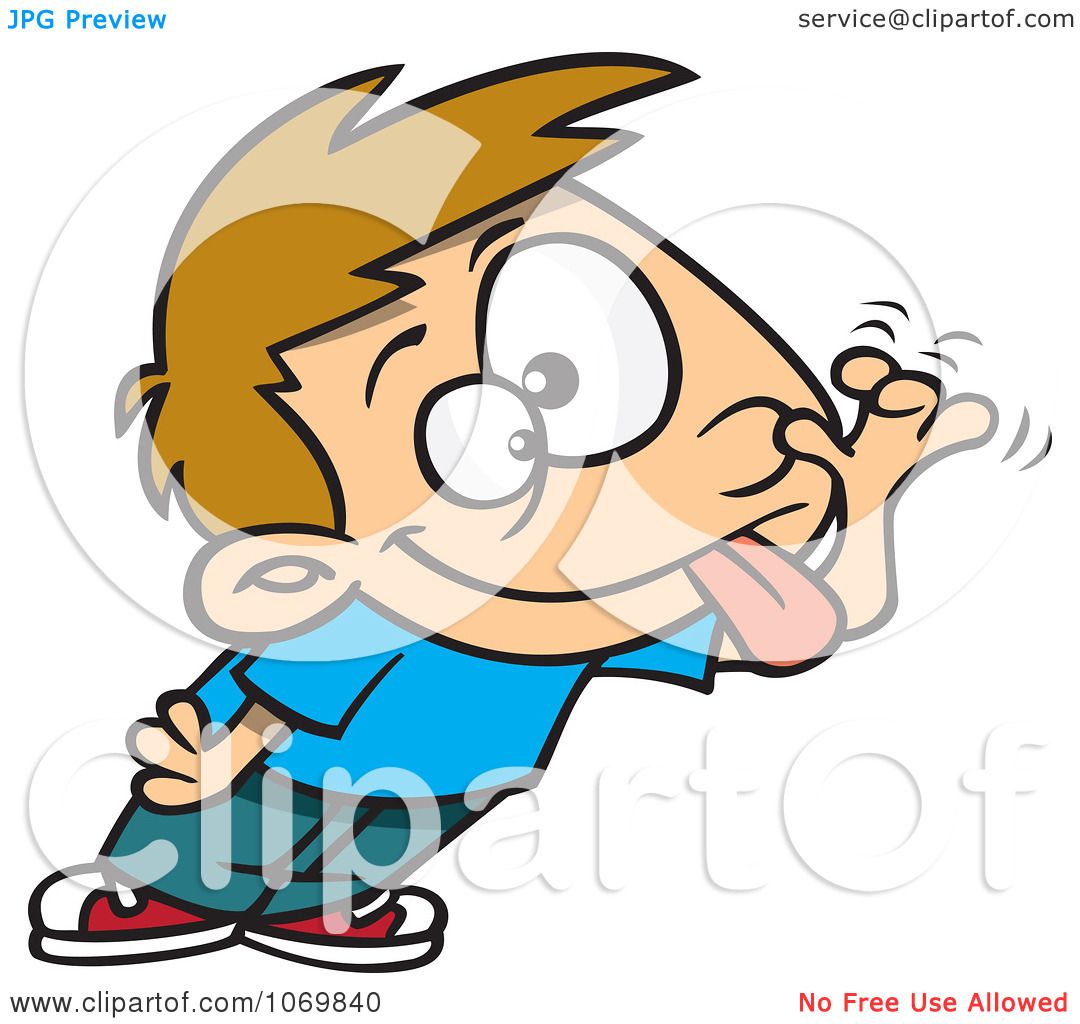 Clipart Boy Sticking His Tongue Out And Making A Funny Face - Royalty ...