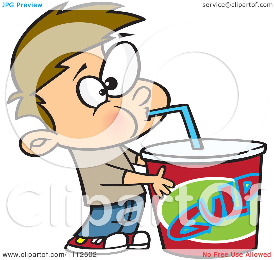 Clipart Boy Taking A Gulp From A Large Fountain Soda - Royalty Free Vector  Illustration by toonaday #1112502