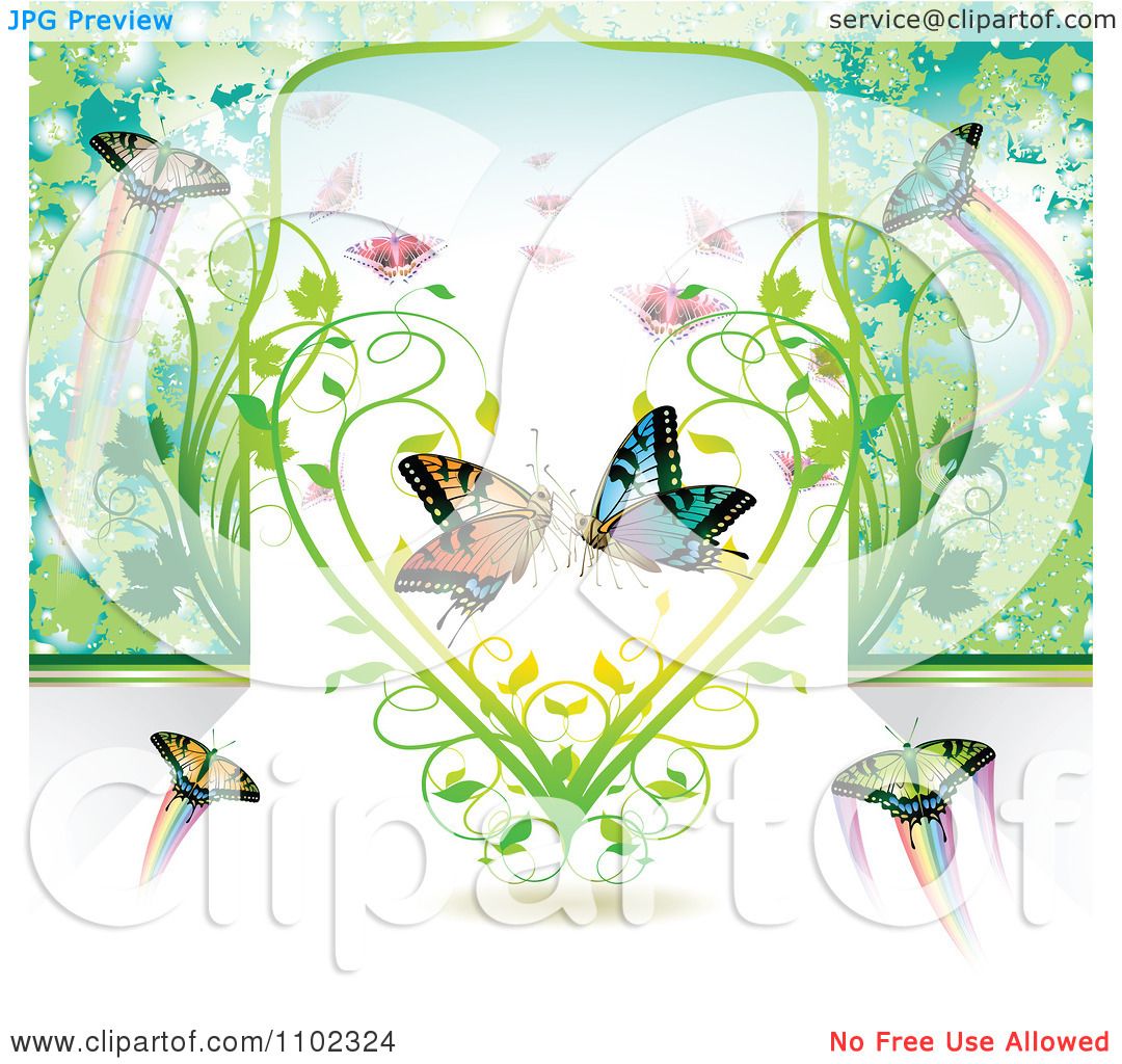 Download Clipart Butterflies And A Vine Heart - Royalty Free Vector ...
