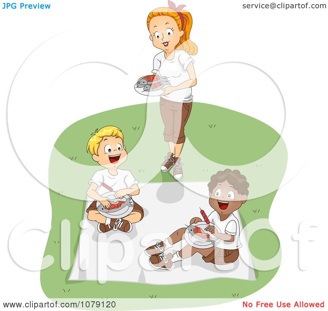 Download Clipart Camp Counselor Serving Food To Boys - Royalty Free ...