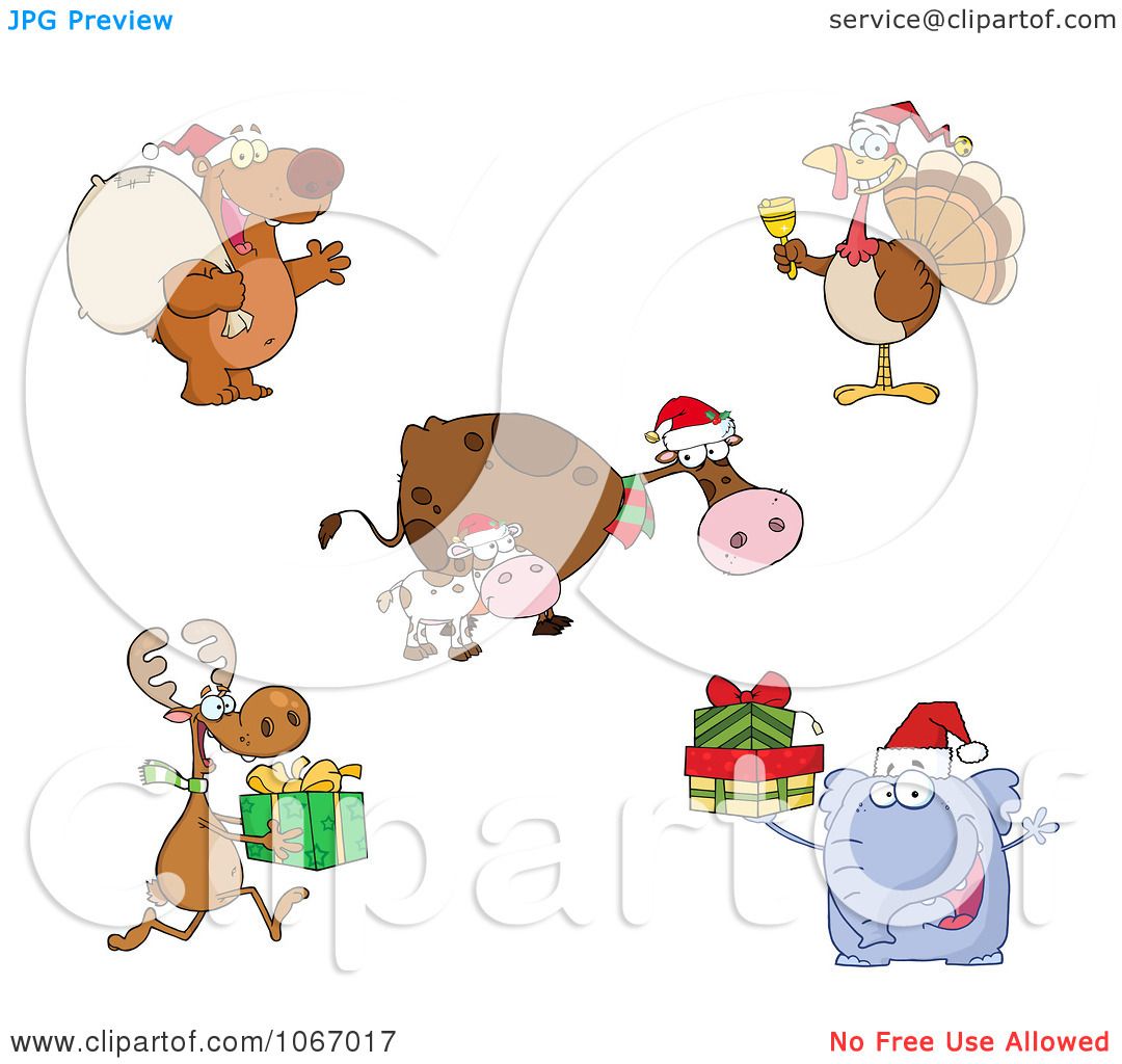 Clipart Christmas Animals - Royalty Free Vector ...