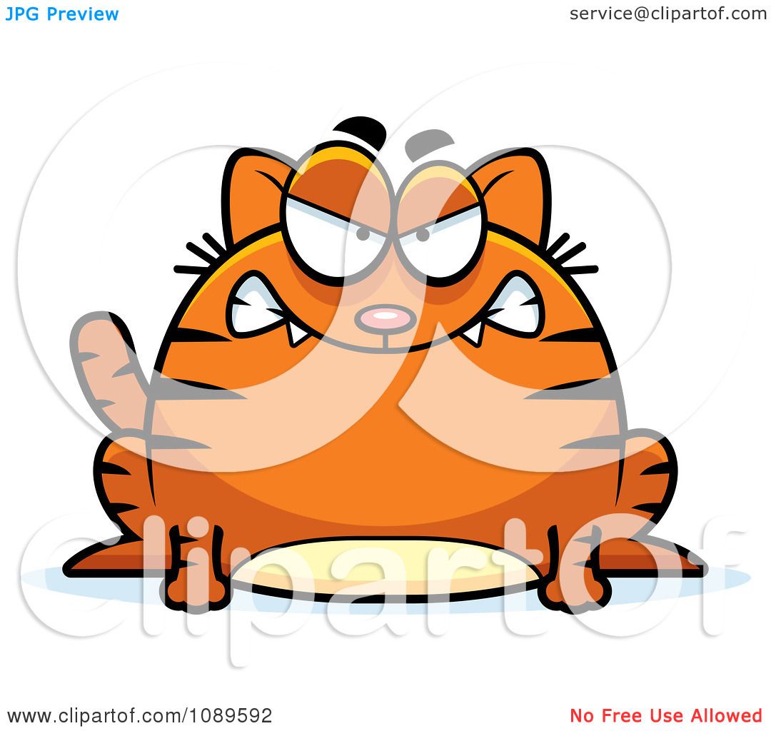 Clipart Chubby Mad  Orange  Tabby Cat  Royalty Free Vector 