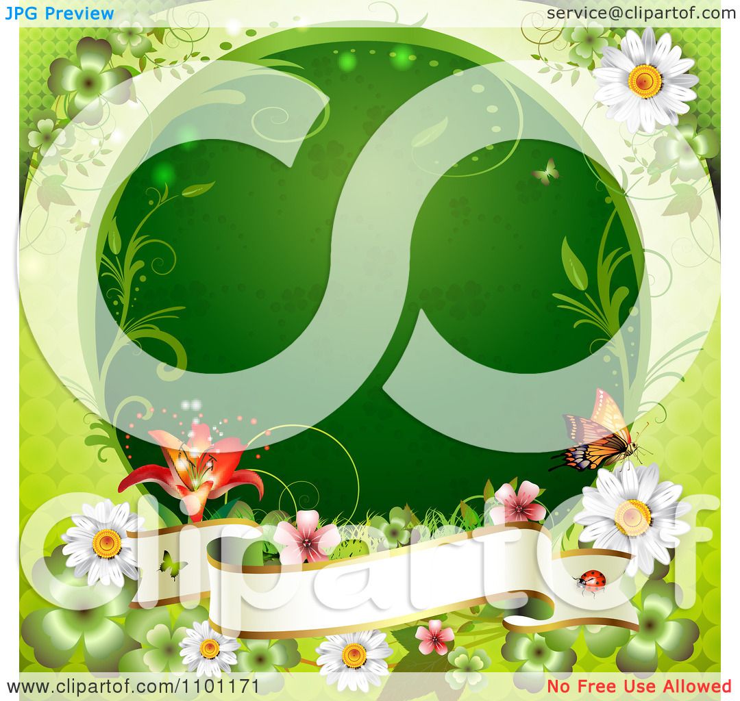 Download Clipart Circular Green Clover Patterned Vine Frame With A ...