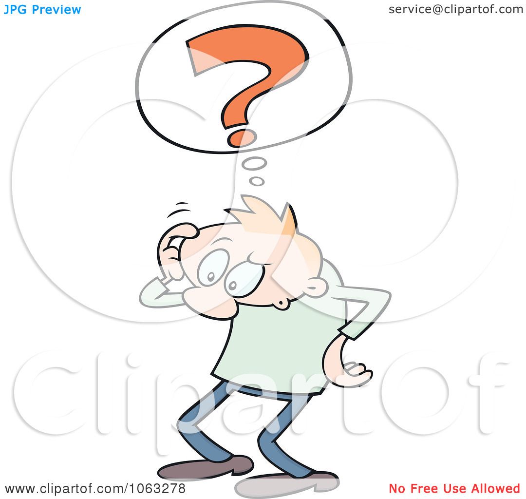 Clipart Confused Toon Guy Scratching His Head Royalty Free Vector