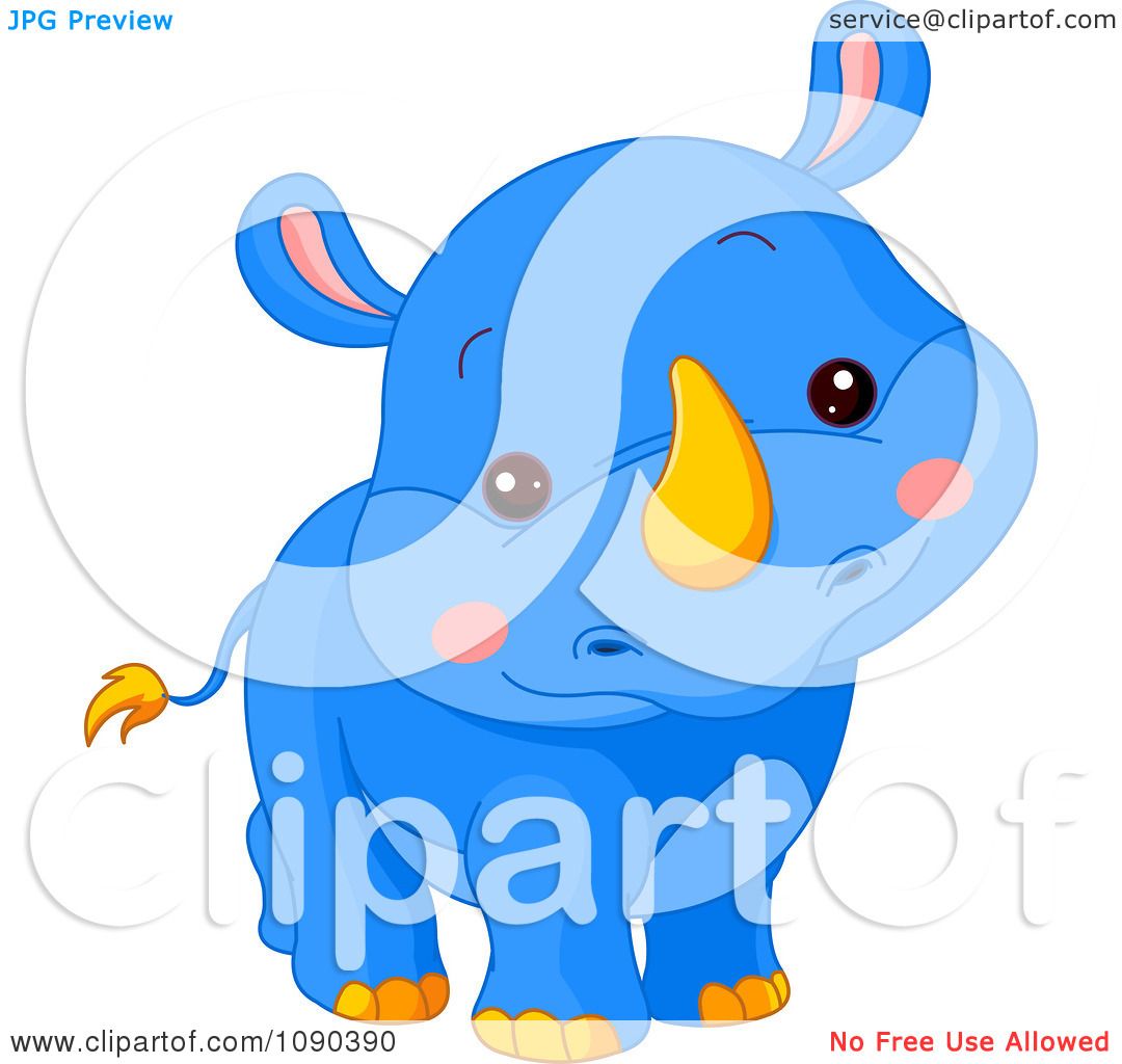 Download Clipart Cute Blue Baby Zoo Rhino Smiling - Royalty Free ...