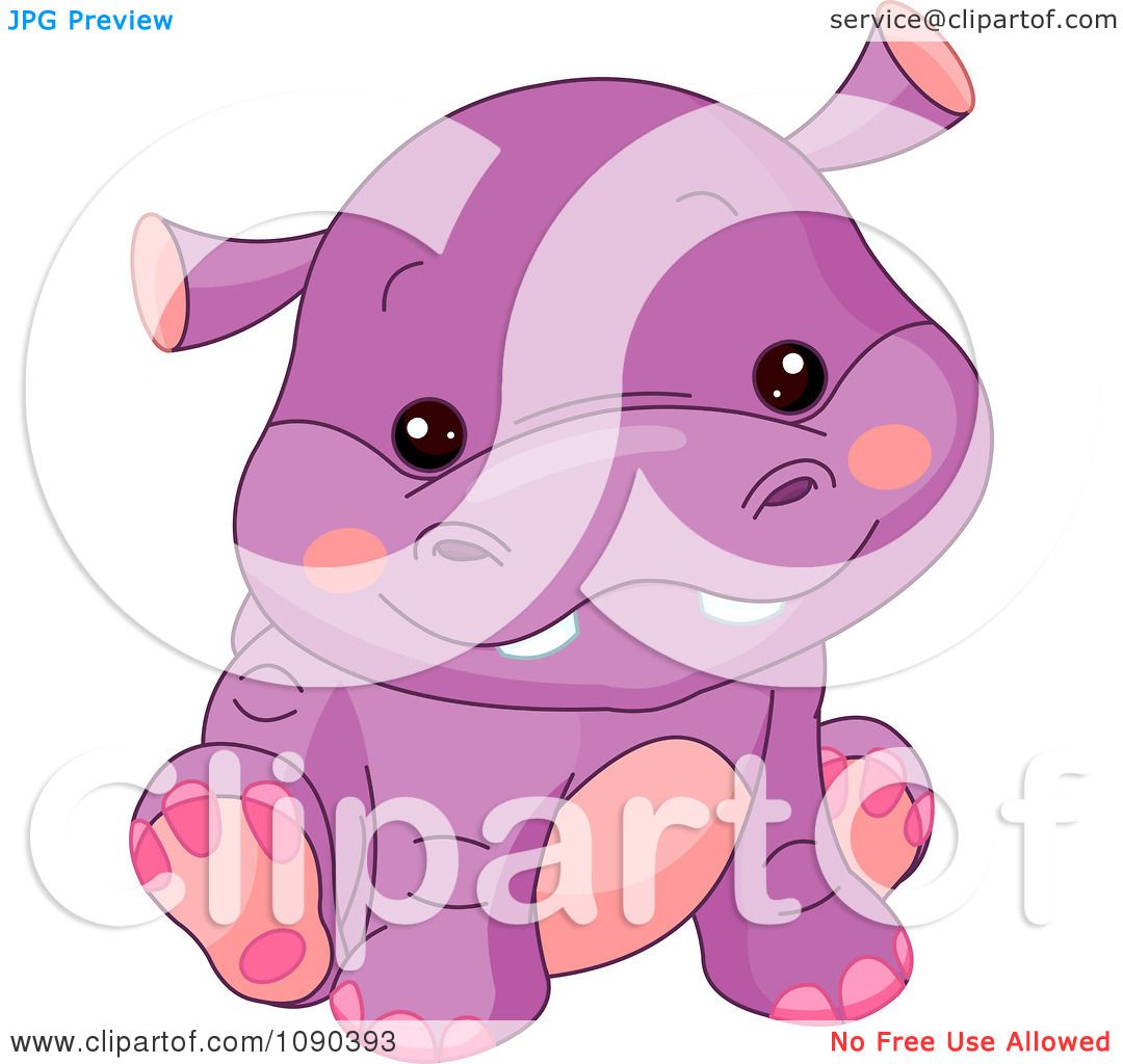 Download Clipart Cute Purple Baby Zoo Hippo Sitting - Royalty Free ...