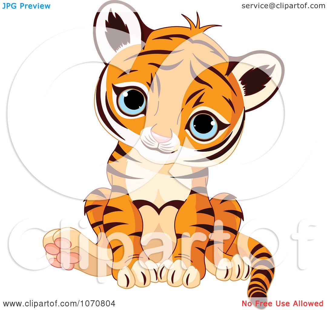 Download Clipart Cute Sitting Baby Tiger - Royalty Free Vector ...