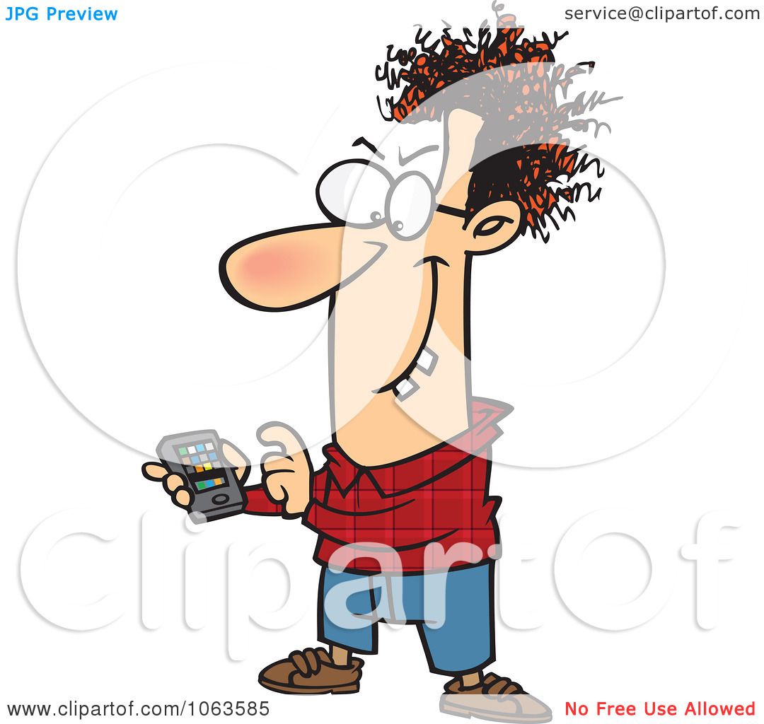 Clipart Devious Nerd With A Gadget 1 - Royalty Free Vector Illustration by  toonaday #1063585