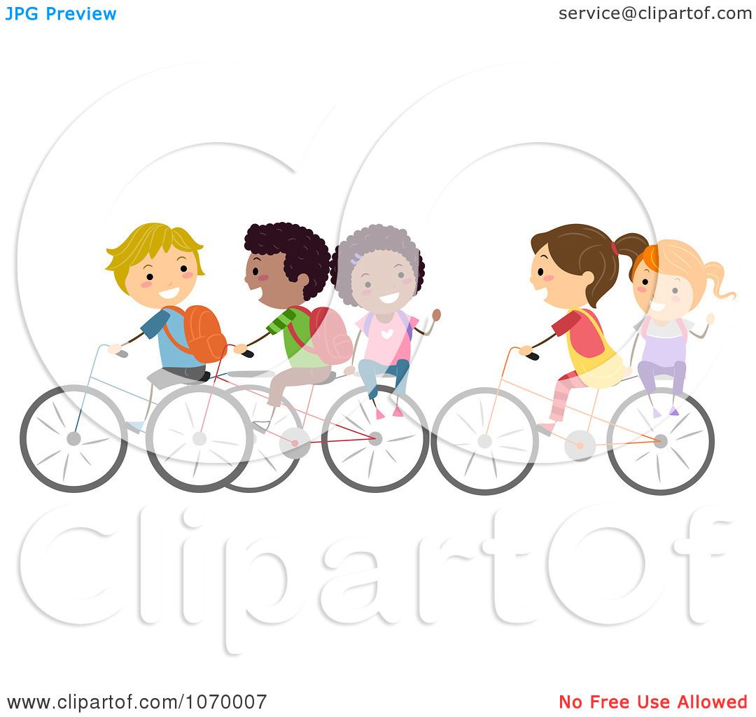 kids riding bikes clipart