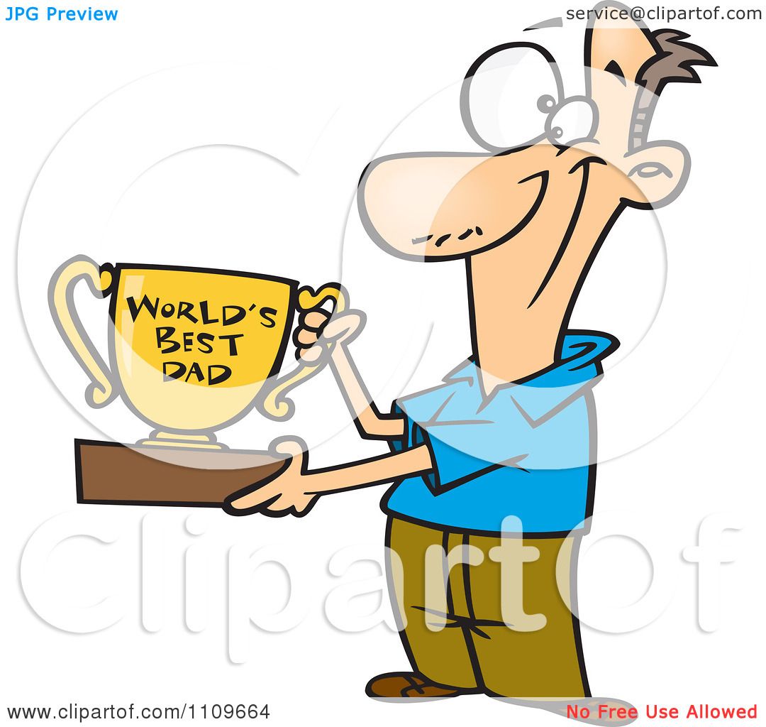 Download Clipart Father Proudly Holding A Worlds Best Dad Trophy ...