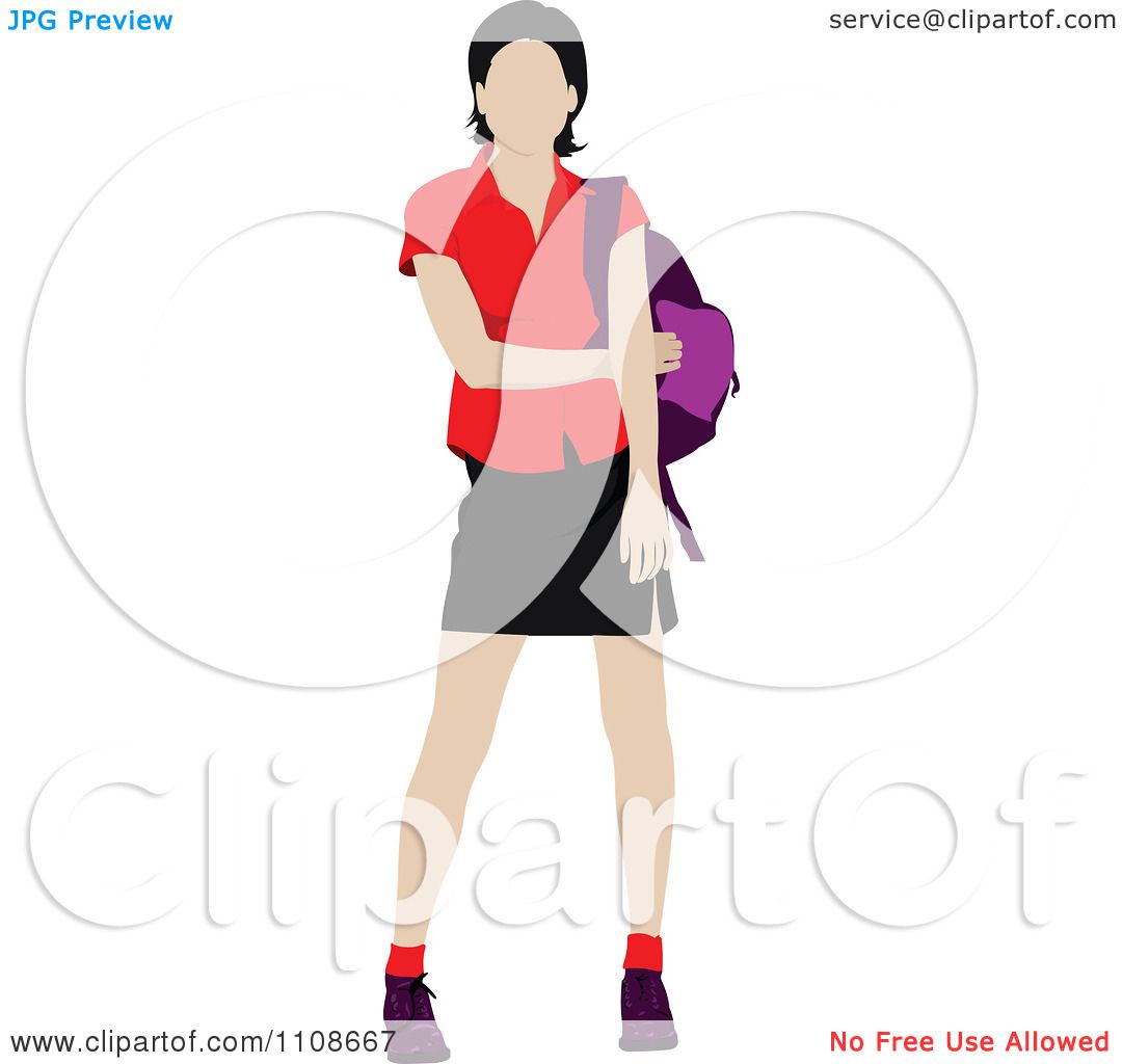 Download Clipart Female College Student With A Backpack - Royalty ...