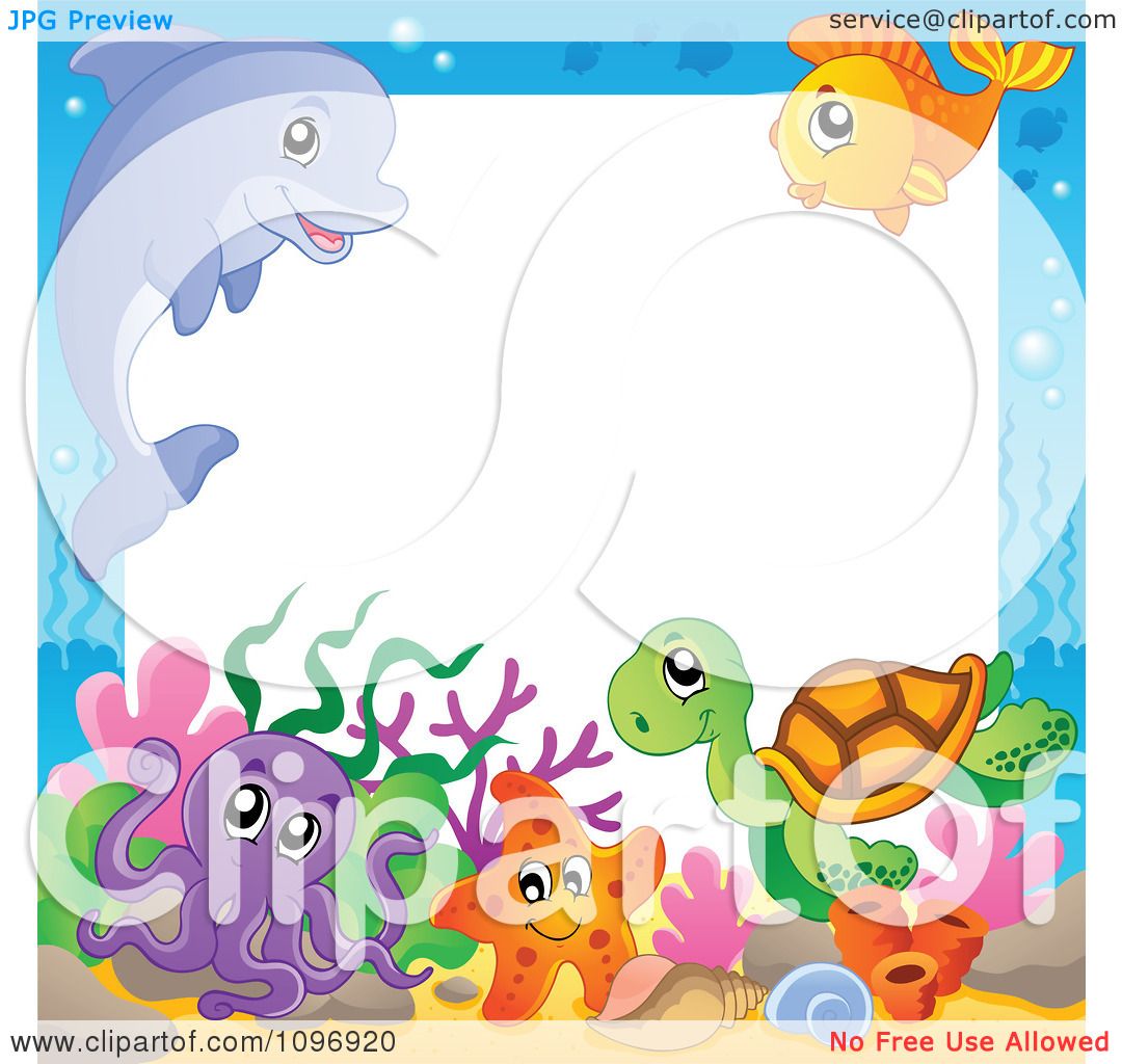 Clipart Frame Of Cute Sea Animals - Royalty Free Vector ...