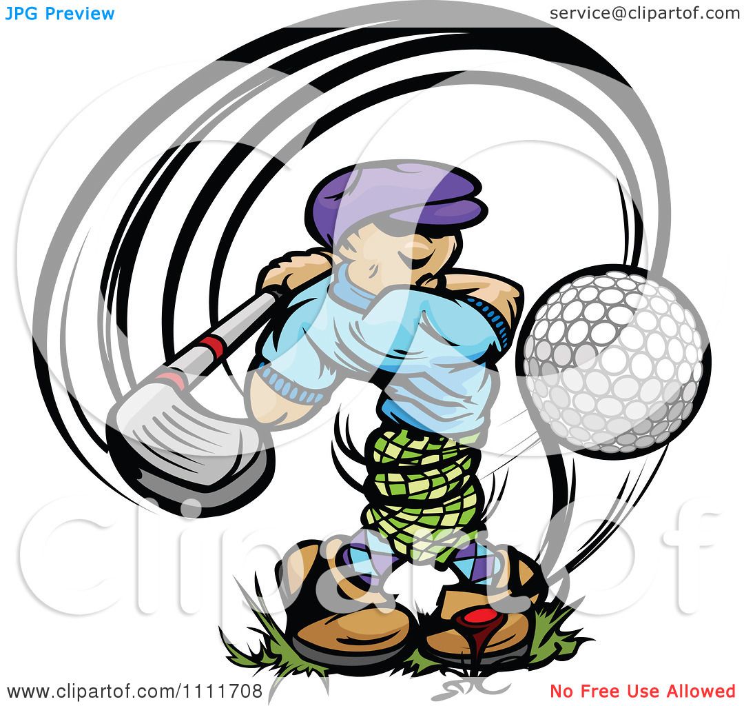 Clipart Golfer Teeing Off With A Big Swing Royalty Free