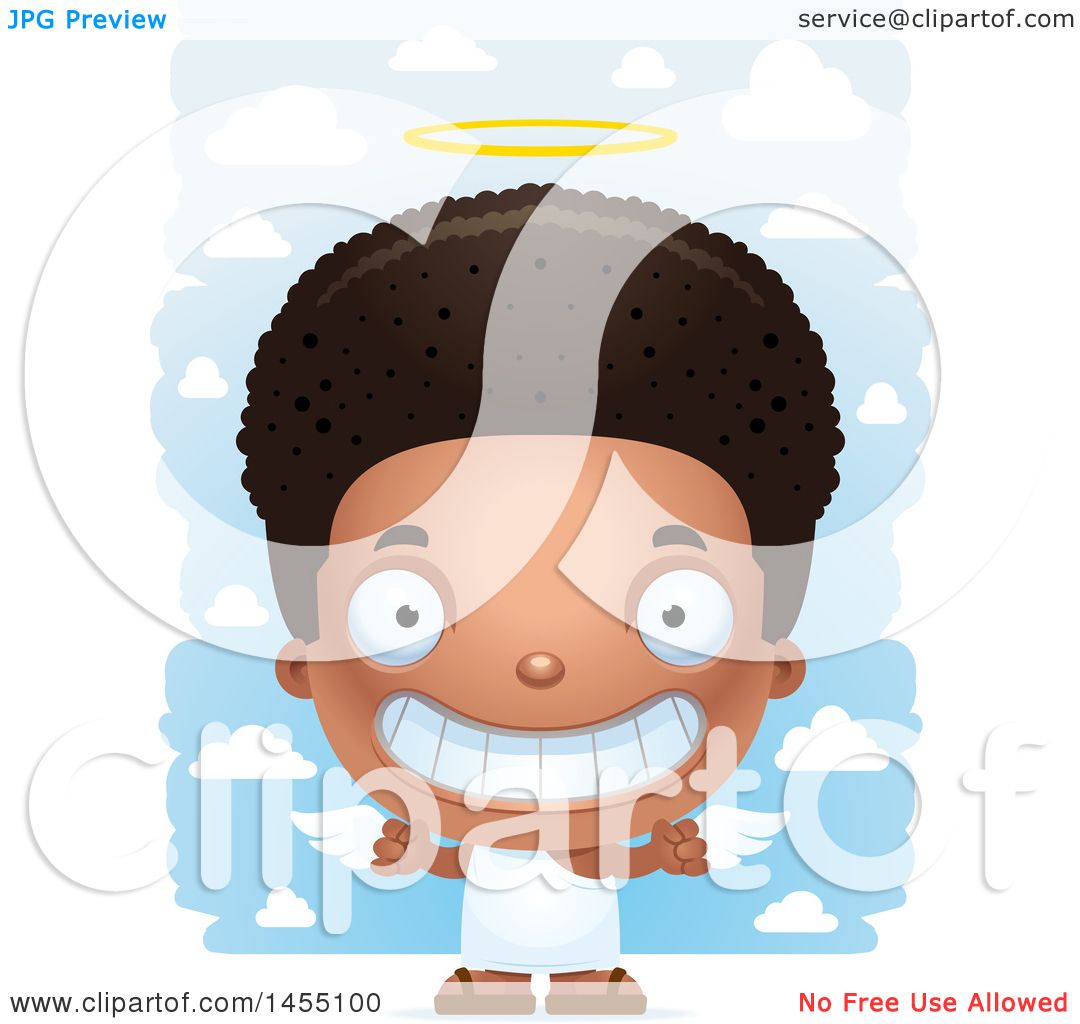 Download Clipart Graphic of a 3d Grinning Black Angel Boy over ...