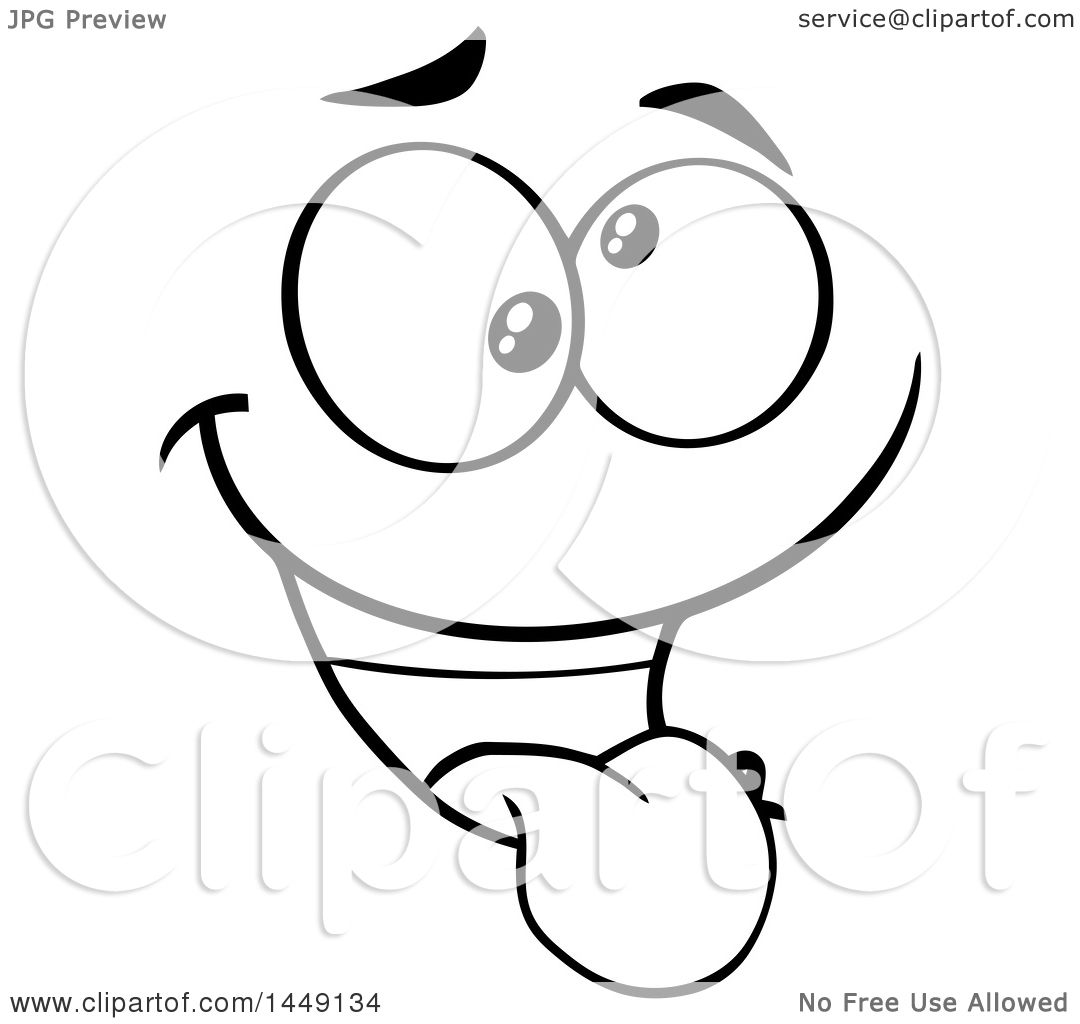 Clipart Graphic Of A Black And White Funny Face Royalty Free Vector
