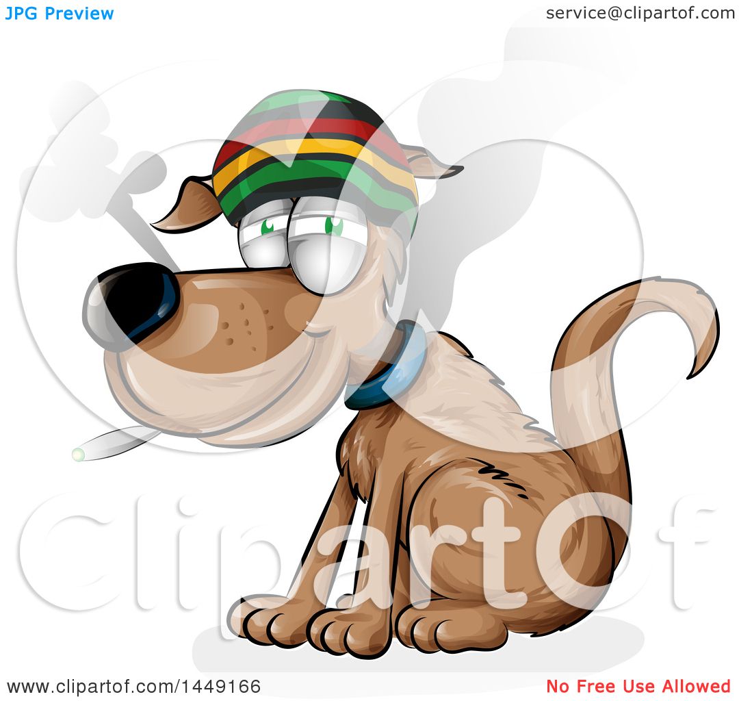 Clipart Graphic of a Cartoon Rasta Dog Smoking a Joint - Royalty Free  Vector Illustration by Domenico Condello #1449166