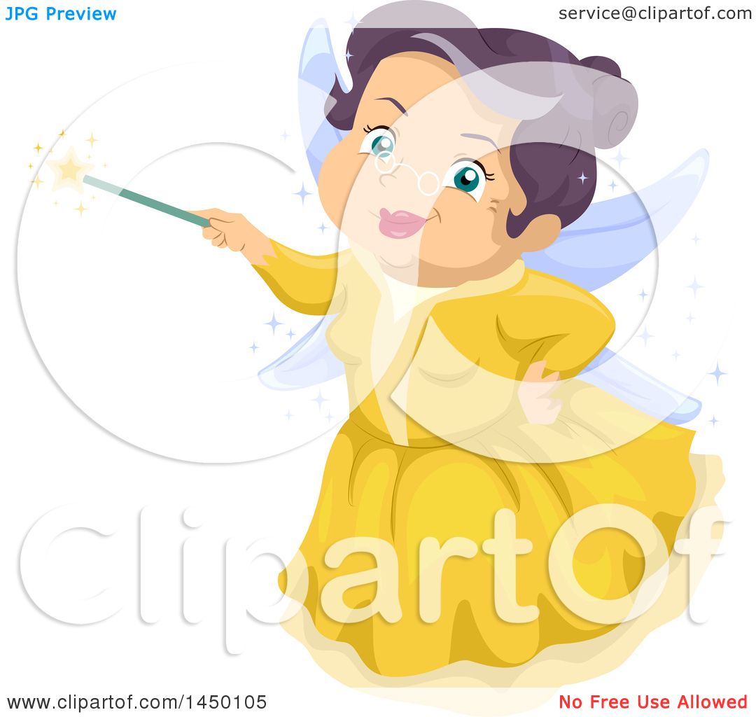 Download Clipart Graphic of a Happy Senior White Fairy Godmother ...