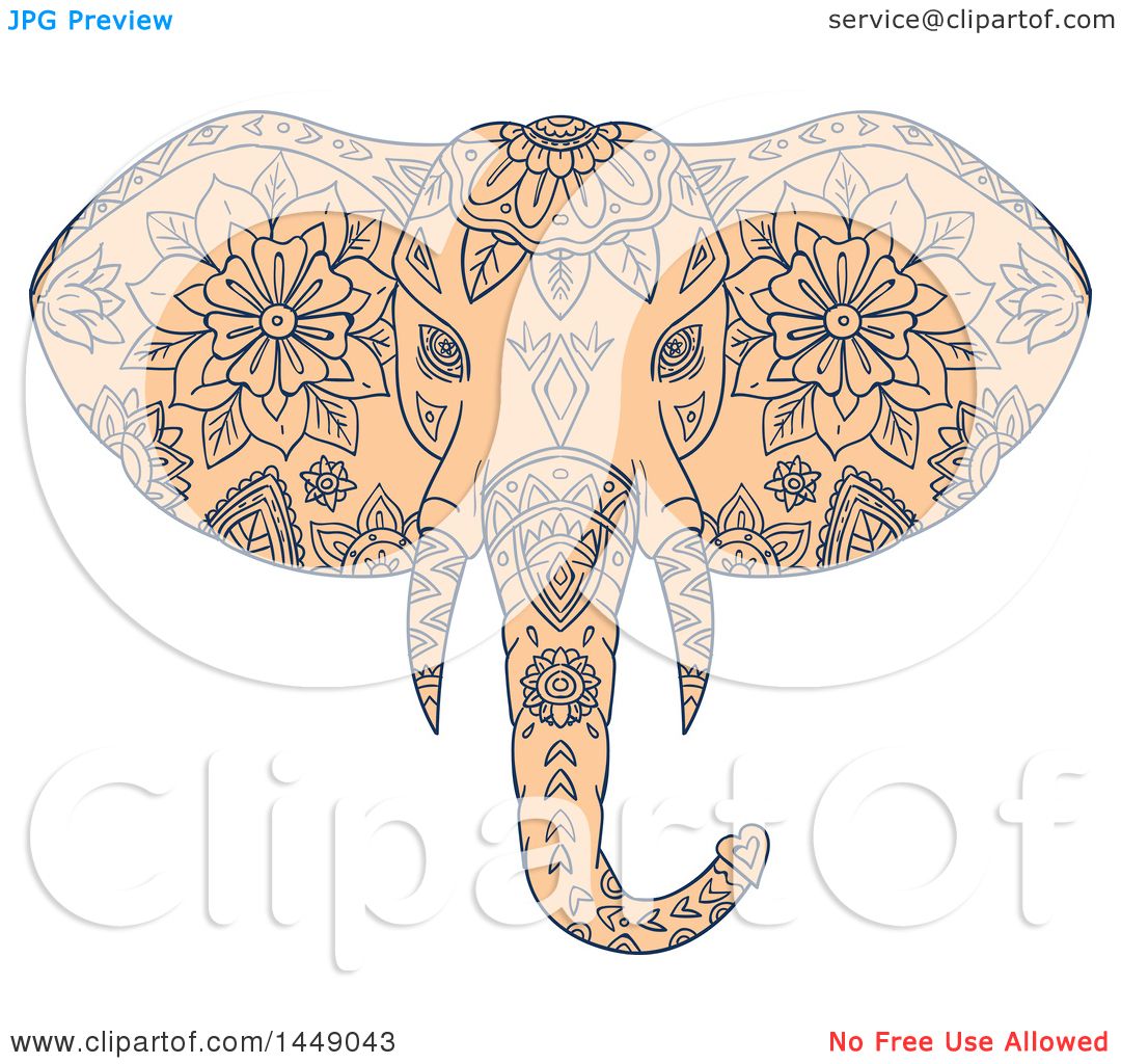 Download Clipart Graphic of a Sketched Mandala Styled Elephant Head ...