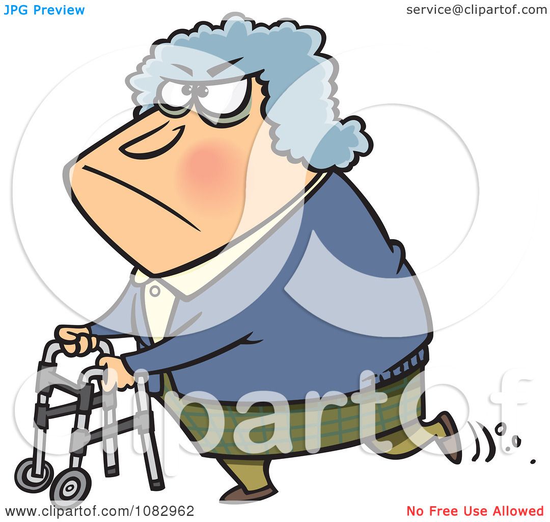Clipart Grouchy Granny Using Her Walker - Royalty Free Vector Illustration  by toonaday #1082962