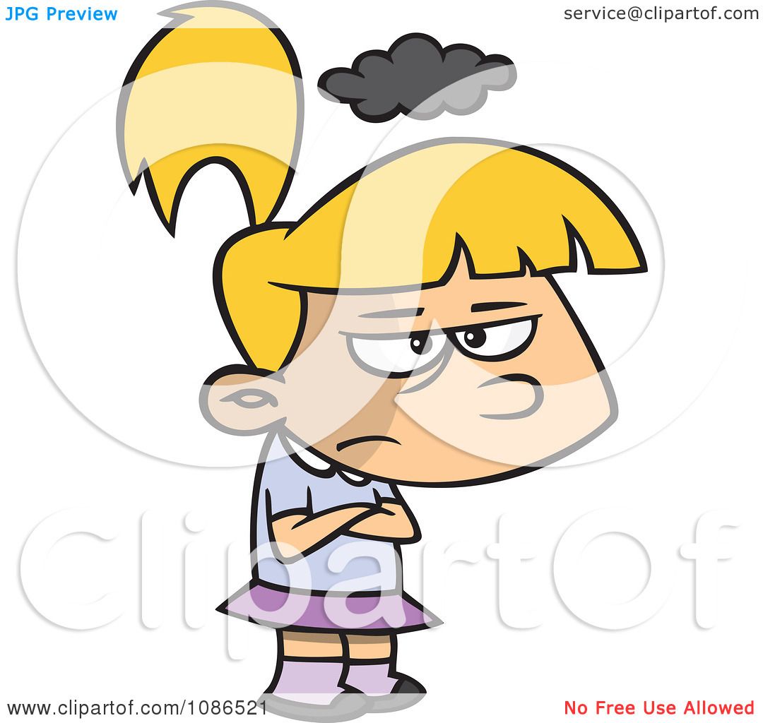 Clipart Grumpy Girl With A Cloud Over Her Head - Royalty Free Vector  Illustration by toonaday #1086521