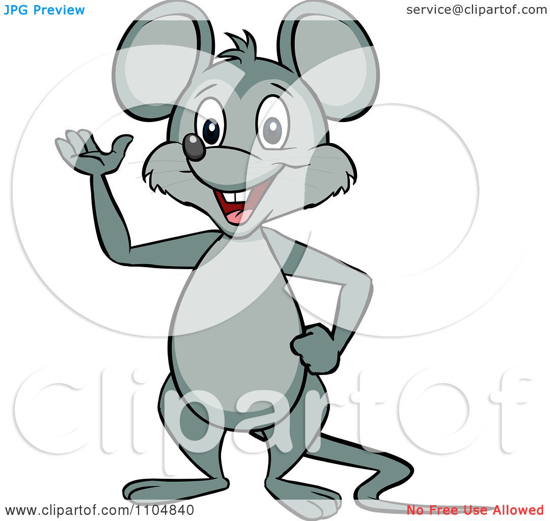 Clipart Happy Mouse Waving And Standing Upright Royalty Free Vector