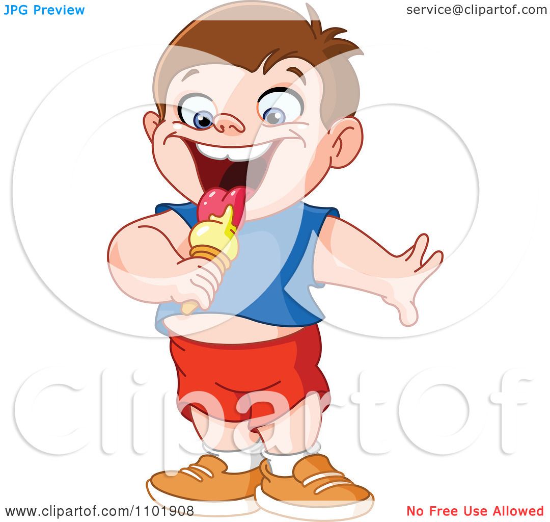 Download Clipart Happy Summer Boy Licking An Ice Cream Cone - Royalty Free Vector Illustration by ...