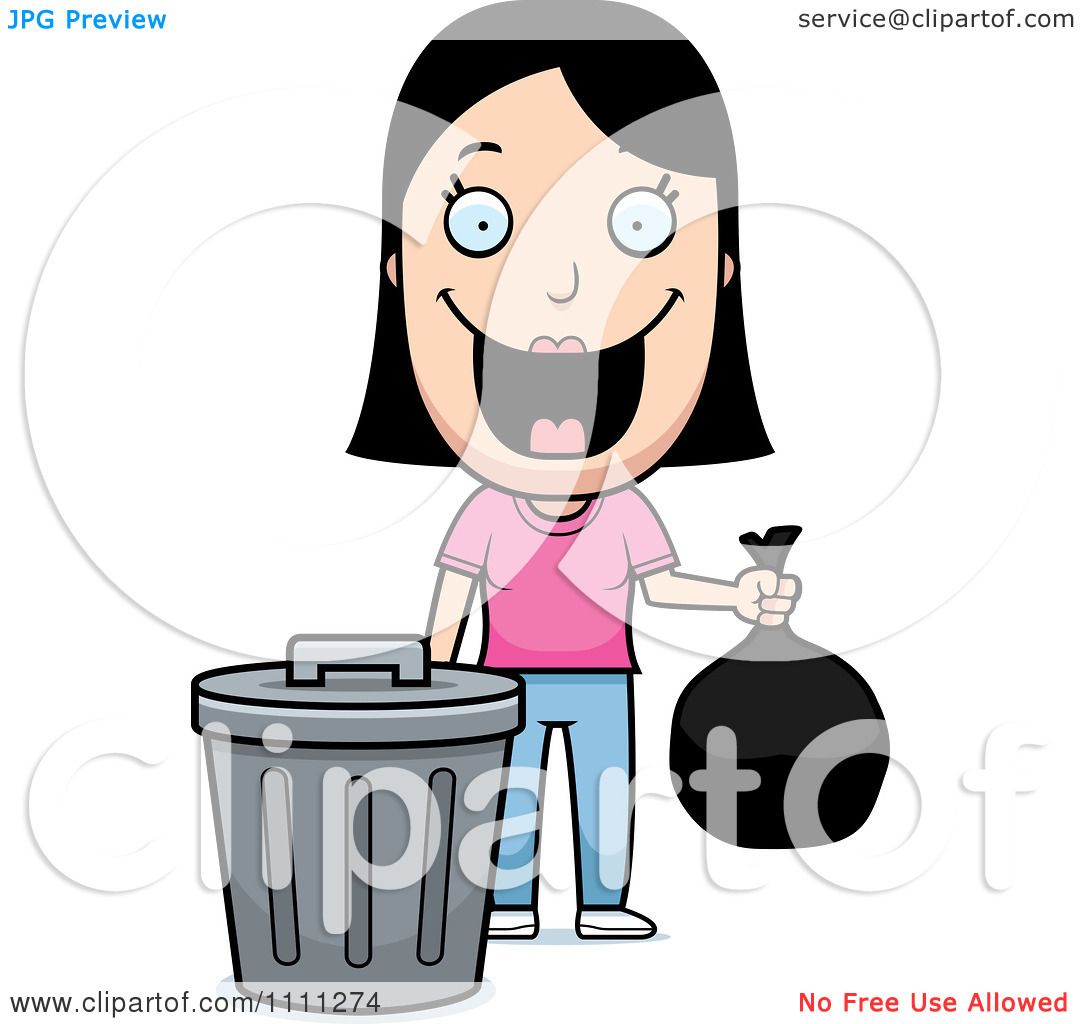 Clipart Happy Woman Taking Out The Trash Royalty Free Vector Illustration By Cory Thoman 1111274 