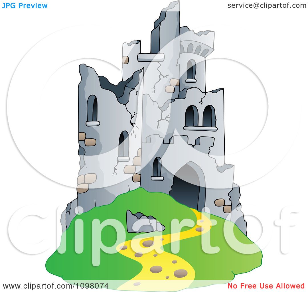 Clipart Hill Castle In Ruins - Royalty Free Vector Illustration by ...