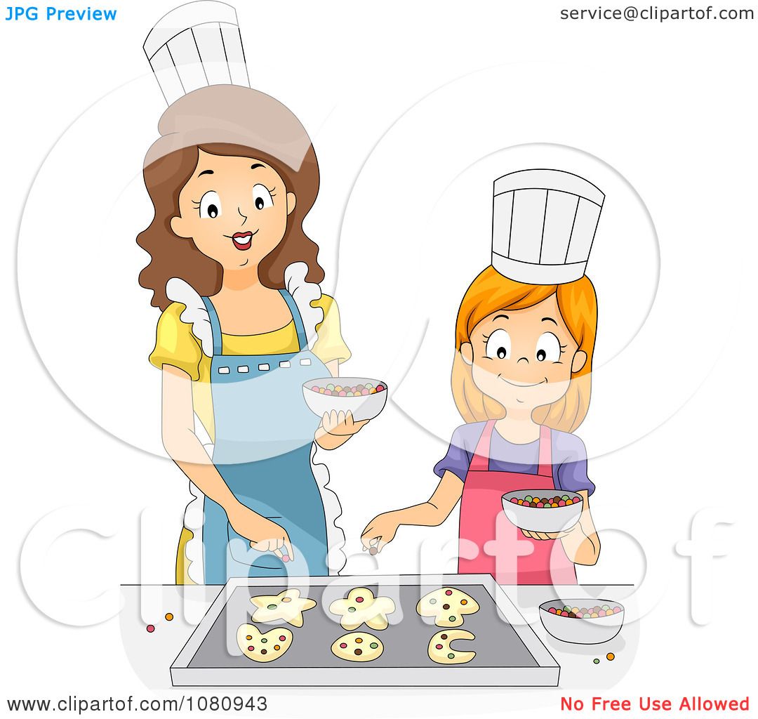 Download Clipart Home Economics Teacher Baking Cookies With A Girl - Royalty Free Vector Illustration by ...