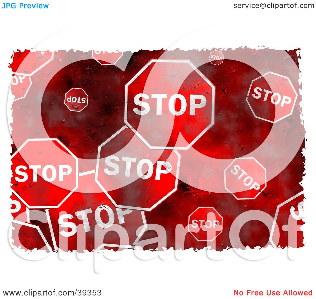 Clipart Illustration Of A Background Of Grungy Red Stop Signs By Prawny 39353