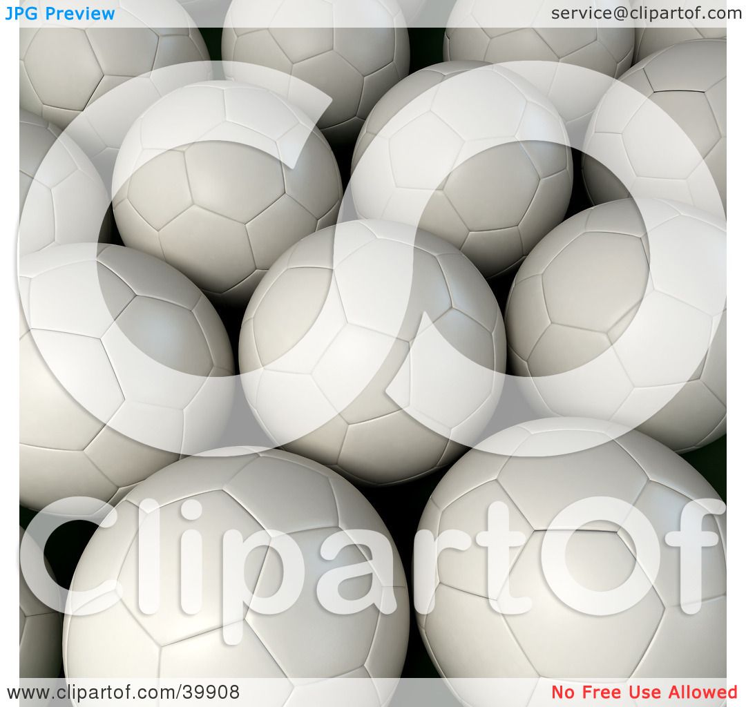 Clipart Illustration of a Background Of White Soccer Balls by Frank ...