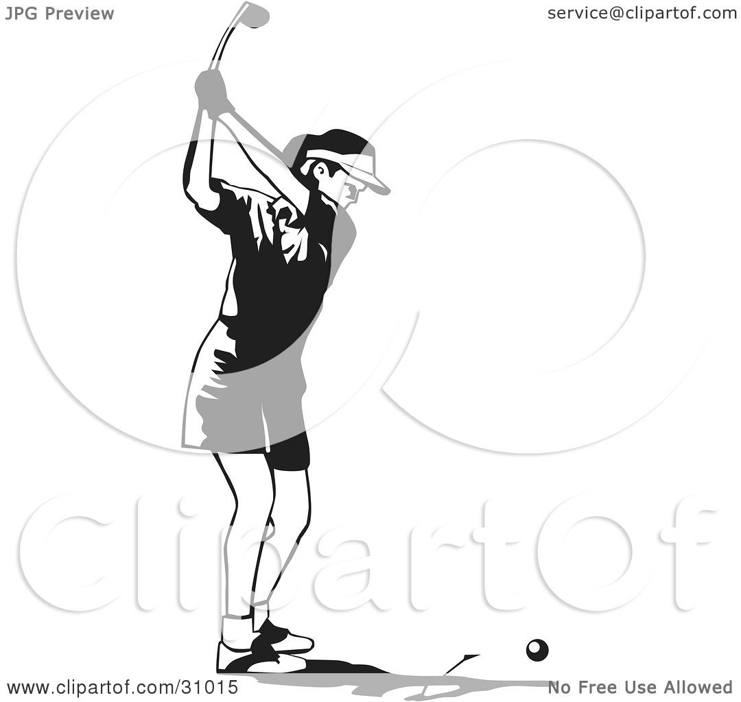 Clipart Illustration of a Black And White Woman Holding A Golf Club ...