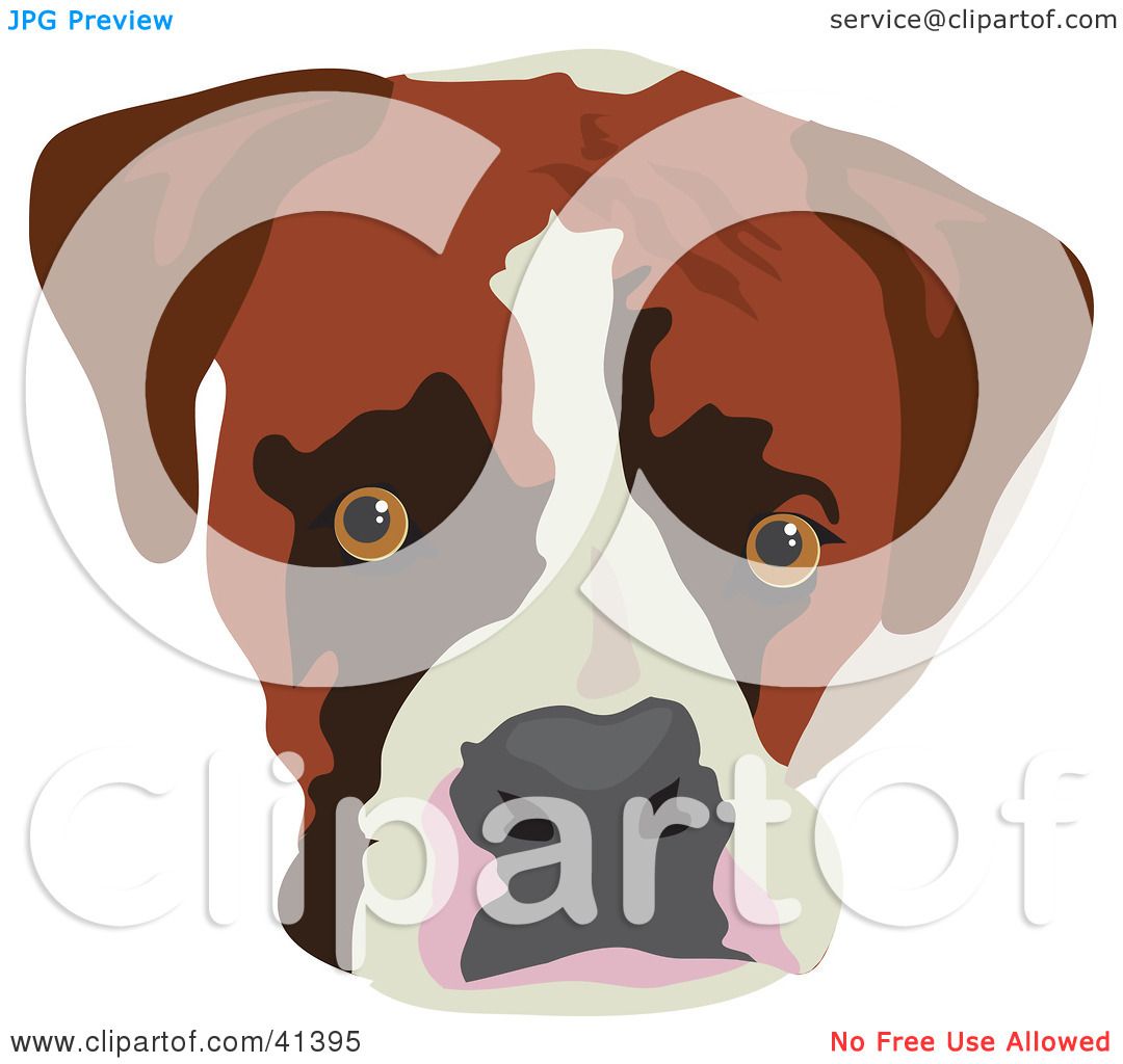 Clipart Illustration of a Boxer Dog Face by Prawny #41395