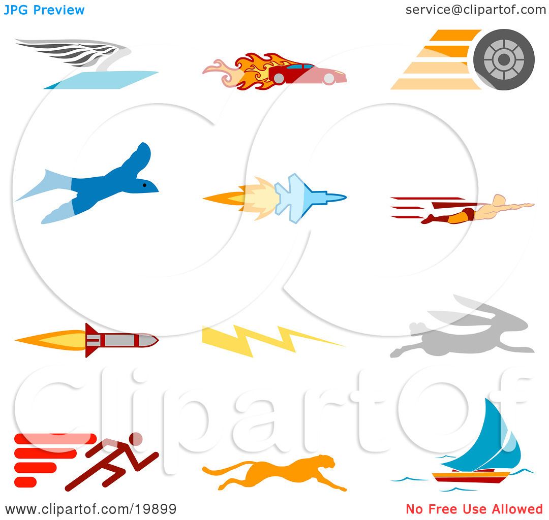 Clipart Illustration of a Collection Of Colorful Speed 
