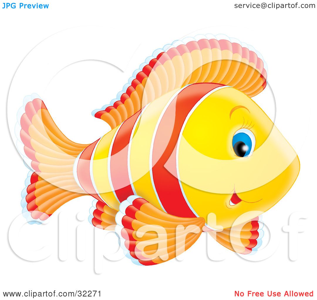 Clipart Illustration of a Cute, Blue Eyed White, Red, Orange And Yellow ...