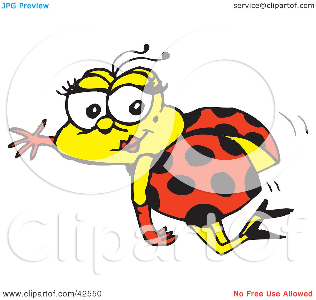 Clipart Illustration of a Flying Pretty Ladybug Waving And Wearing Gloves And Heels by ...