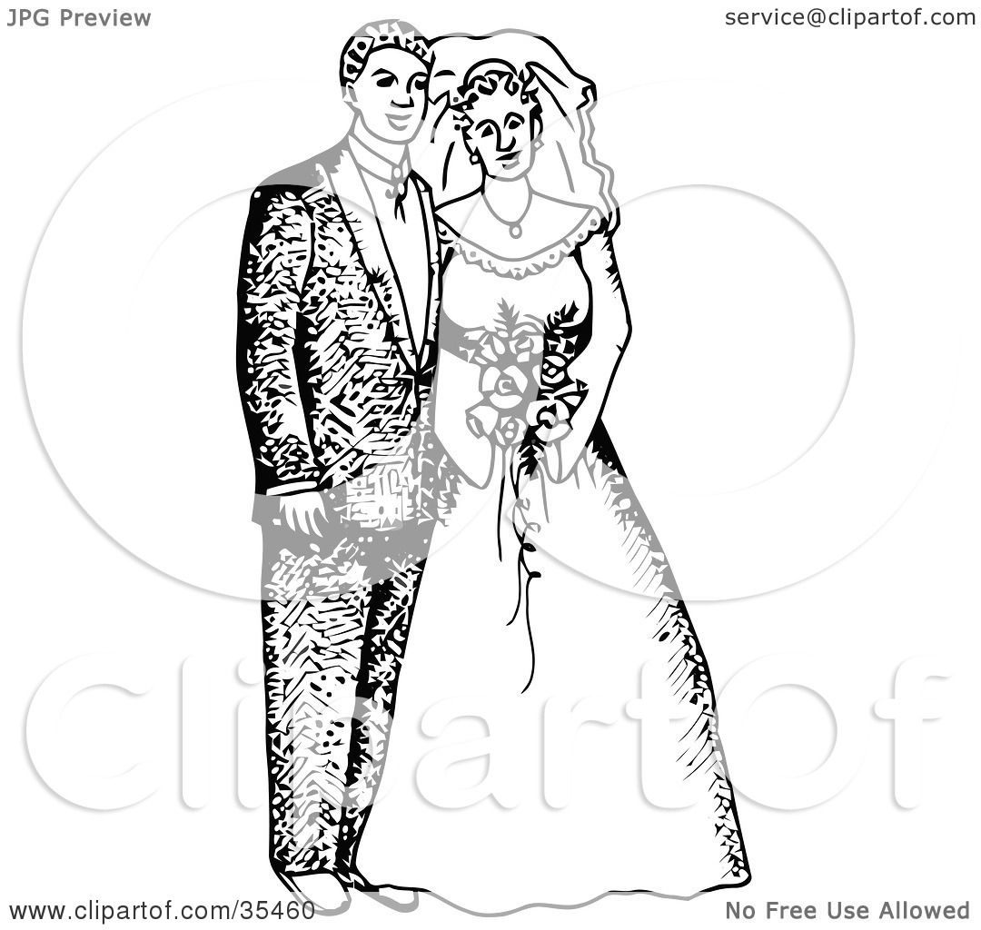 Clipart Illustration of a Happy Bride And Groom Posing For Portraits ...