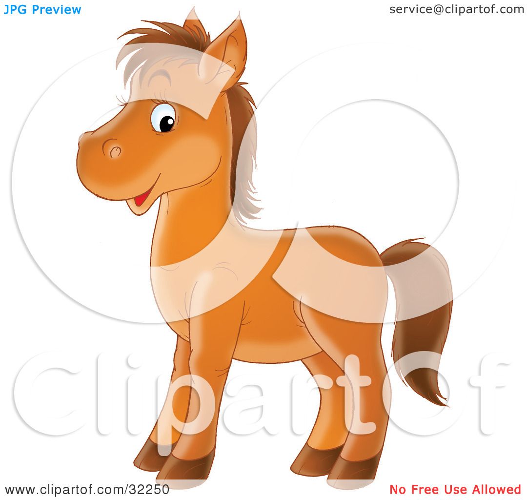 Clipart Illustration Of A Happy Brown Pony Facing To The Left And