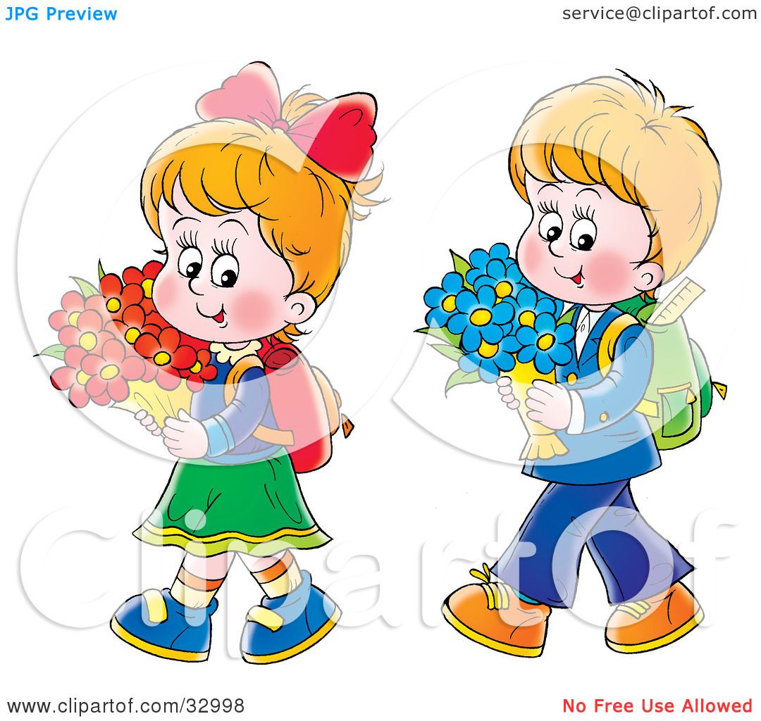 Clipart Illustration of a Little Boy And Girl Walking Home From School ...