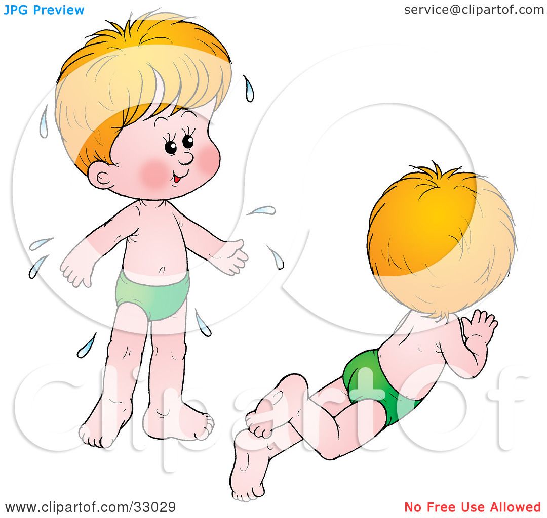 Clipart Illustration of a Little Boy Shown Swimming And Soaking Wet by ...