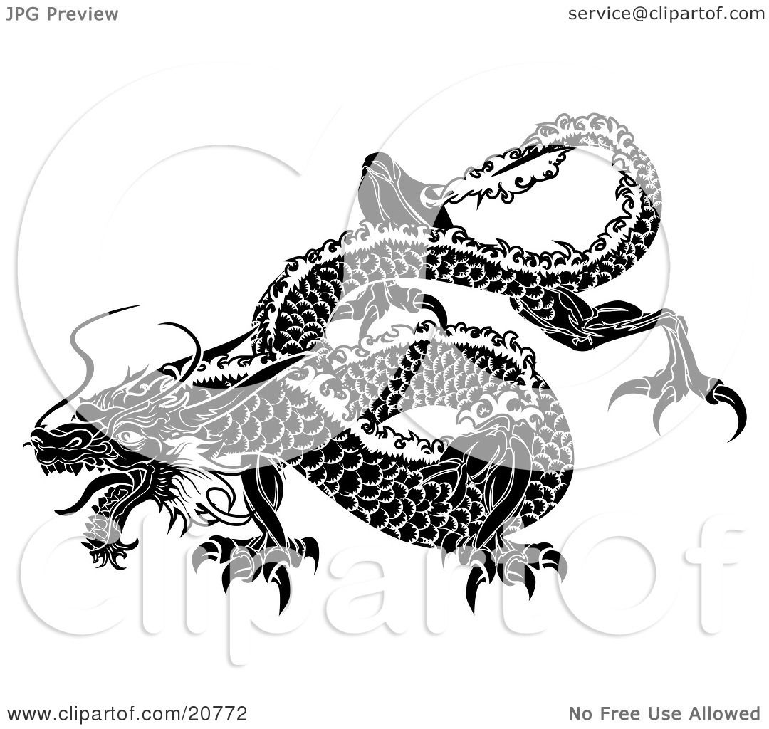 Clipart Illustration of a Majestic Japanese Dragon With ...