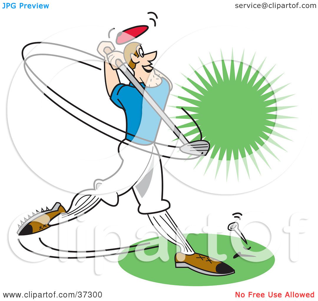 Clipart Illustration of a Male Golfer Swinging A Club by