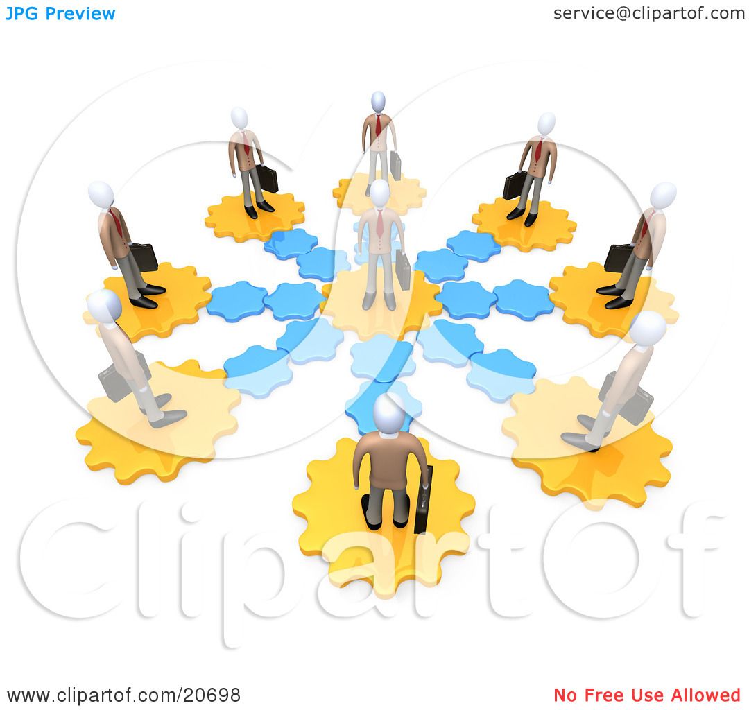 Clipart Illustration of a Manager Standing In The Center ...